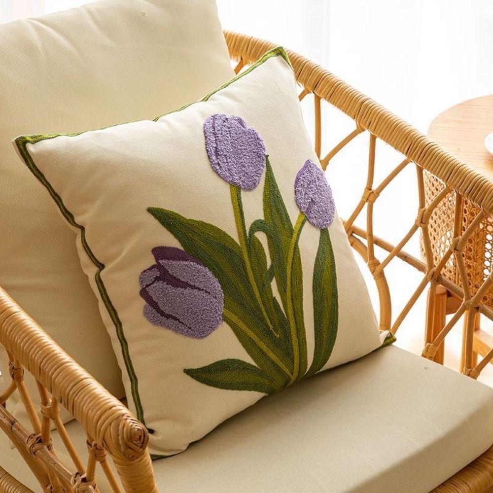 Embroidered Flower Tulip Pattern Pillowcase Square Cushion Cover Throw Pillowcover Sofa/Bed
Embroidered Flower Tulip Pattern Pillowcase Square Cushion Cover Throw Pillowcover Sofa/Bed