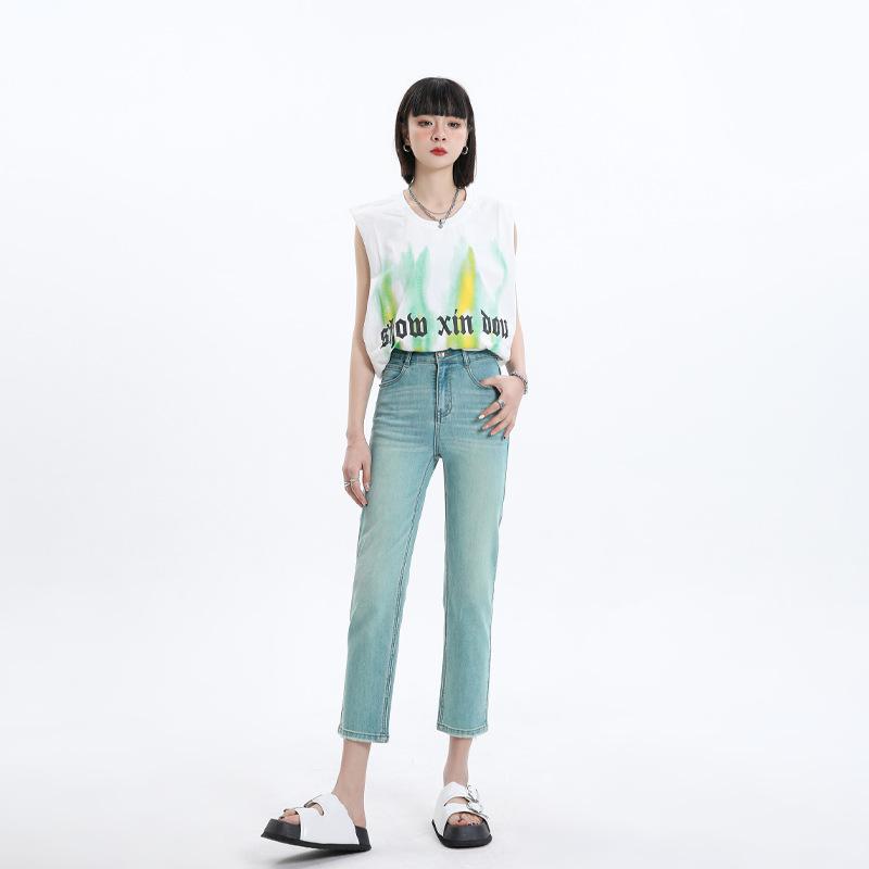 New Spring and Summer Color Green High-waisted Slimming Straight Jeans for Women s Elastic Nine-point Burrs Cigarette Pants 2XL
New Spring and Summer Color Green High-waisted Slimming Straight Jeans for Women s Elastic Nine-point Burrs Cigarette Pants 2XL