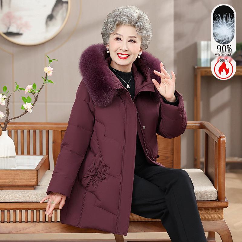 Grandma s Women s Winter Down Jacket, New Style with Big Fur Collar, Hooded Top for Middle-Aged and Elderly, Warm White Duck Down Coat 4XL (120-135 lbs)
Grandma s Women s Winter Down Jacket, New Style with Big Fur Collar, Hooded Top for Middle-Aged and Elderly, Warm White Duck Down Coat 4XL (120-135 lbs)