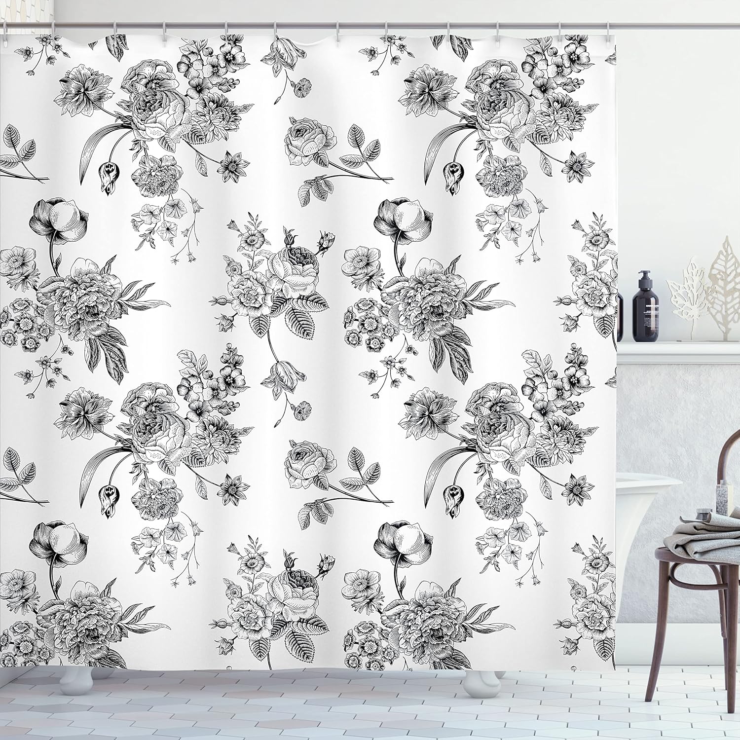 Black White Shower Curtain Retro Floral Pattern New Modern Art Fabric Bathroom Decorative Shower Curtain 180X180Cm W60H190(CM)-1 Pcs
Black White Shower Curtain Retro Floral Pattern New Modern Art Fabric Bathroom Decorative Shower Curtain 180X180Cm W60H190(CM)-1 Pcs