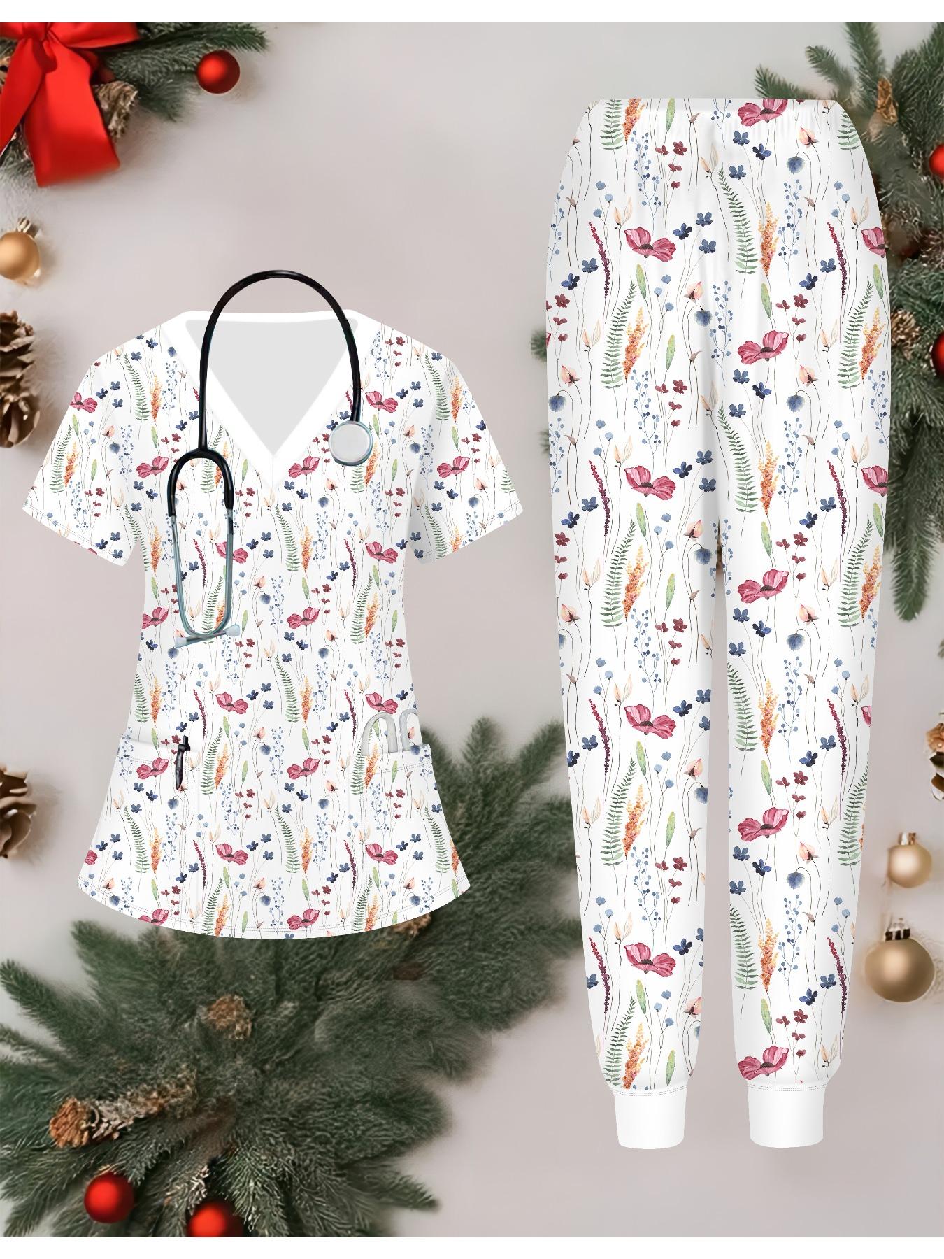 Комплект женской формы медсестры с 3D-цветочным принтом, короткий рукав, длинные брюки с карманом, повседневный, модный, рождественский подарок XXL розовый
Комплект женской формы медсестры с 3D-цветочным принтом, короткий рукав, длинные брюки с карманом, повседневный, модный, рождественский подарок XXL розовый