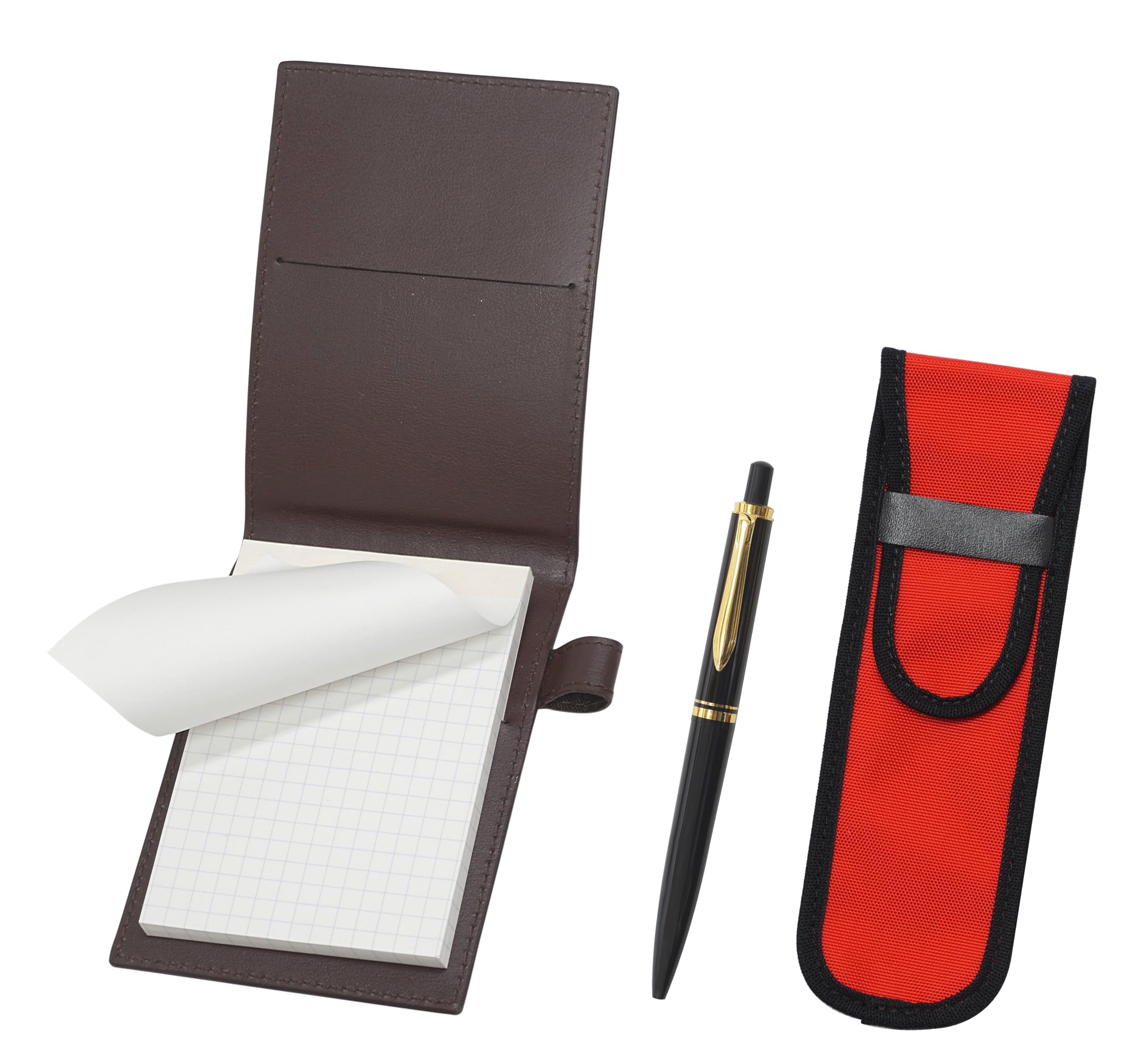 Recycled cowhide mini notebook cover brown with cloth pencil case red Euro style brass parts knock type mechanical pencil set black
Recycled cowhide mini notebook cover brown with cloth pencil case red Euro style brass parts knock type mechanical pencil set black