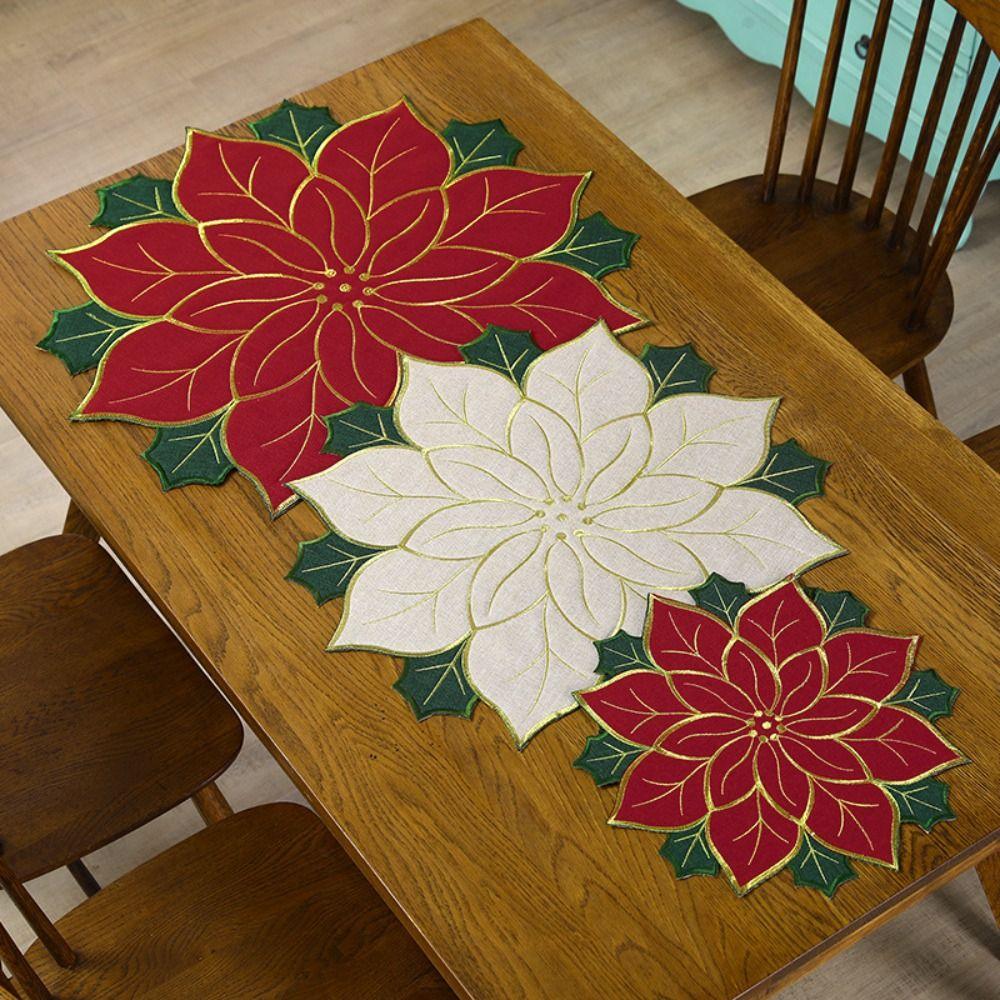 Embroidered Red Green Flower Placemats Scald Proof Holly Leaf Mat Gifts Poinsettia Table Placemat білий
Embroidered Red Green Flower Placemats Scald Proof Holly Leaf Mat Gifts Poinsettia Table Placemat білий