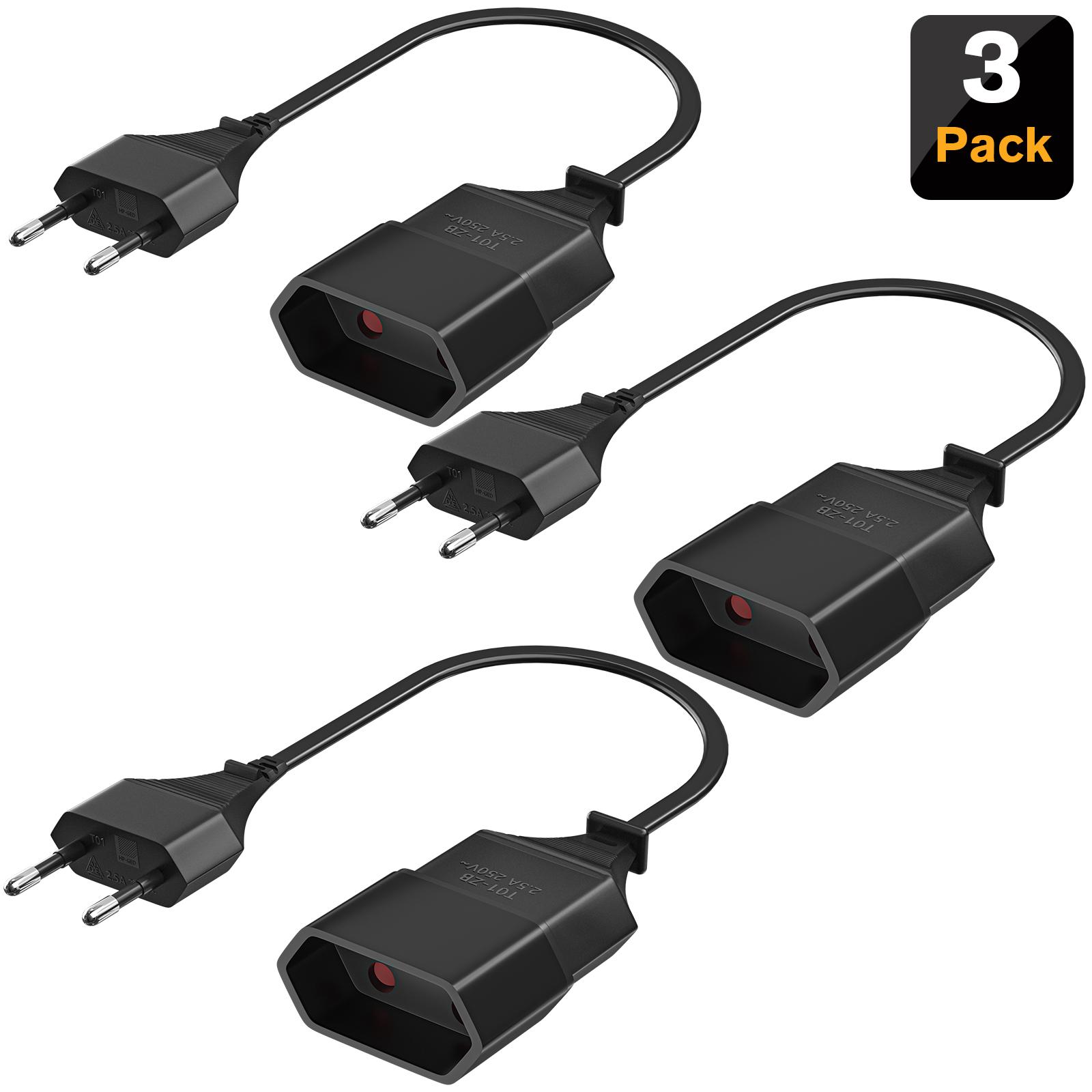 3 Pack Male Plug To Female Socket Power Extension Cord For PC Computer 0.2m Euro 2Prong Plug EU Extension Cable Black White чорний
3 Pack Male Plug To Female Socket Power Extension Cord For PC Computer 0.2m Euro 2Prong Plug EU Extension Cable Black White чорний