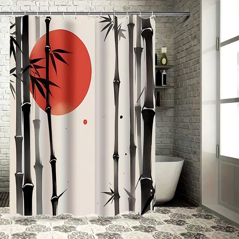 Japanese Bamboo Red Sun Print Waterproof Shower Curtain Elegant Black White Theme For Bathroom Home Decor Complimentary Hook W60H190(CM)-1 Pcs
Japanese Bamboo Red Sun Print Waterproof Shower Curtain Elegant Black White Theme For Bathroom Home Decor Complimentary Hook W60H190(CM)-1 Pcs