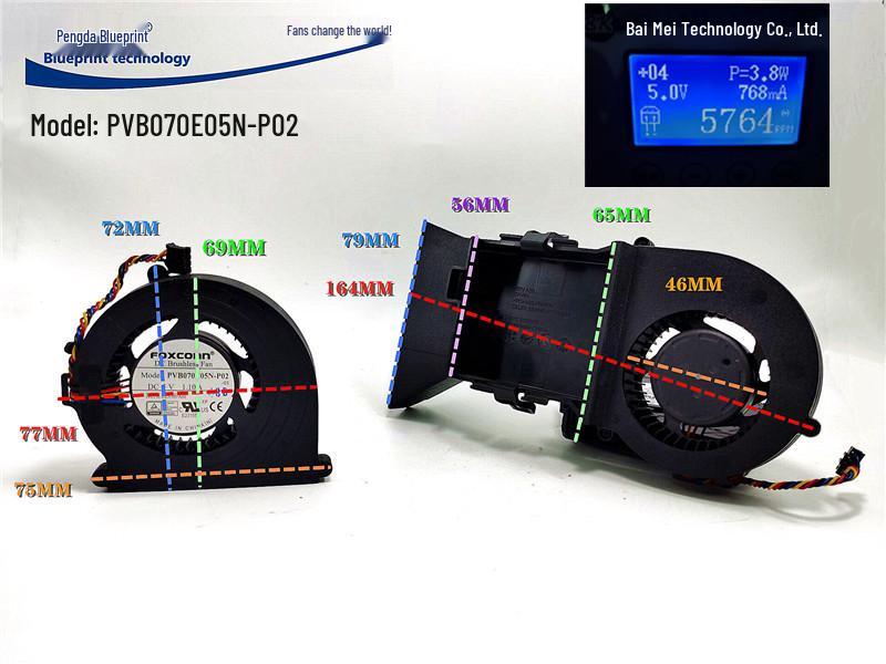 Brand New PVB070E05N-P02 7CM Turbo Blower Fan with High Airflow, PWM, and 5V Temperature Control. Small Fan Cut from Large Fan
Brand New PVB070E05N-P02 7CM Turbo Blower Fan with High Airflow, PWM, and 5V Temperature Control. Small Fan Cut from Large Fan