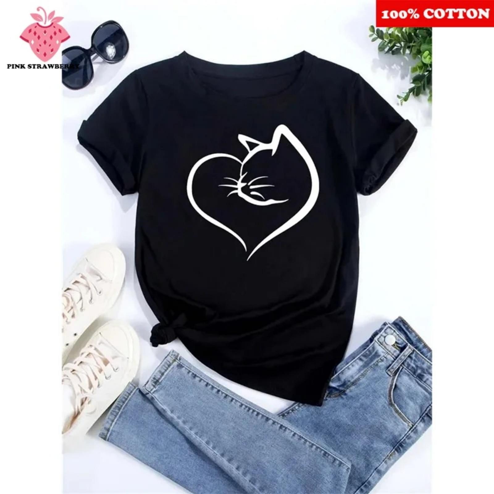 100% Cotton Cute Cat Print T-shirt Women Summer 25 New Loose Casual Short sleeve T-shirt Y2k Tops korean popular Ladies clothing XXXXXL чорний
100% Cotton Cute Cat Print T-shirt Women Summer 25 New Loose Casual Short sleeve T-shirt Y2k Tops korean popular Ladies clothing XXXXXL чорний