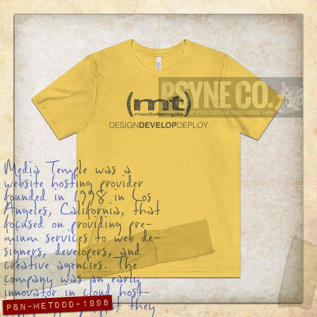 Media Temple Design Develop Deploy 1998 Vintage Men s T shirt XL
Media Temple Design Develop Deploy 1998 Vintage Men s T shirt XL
