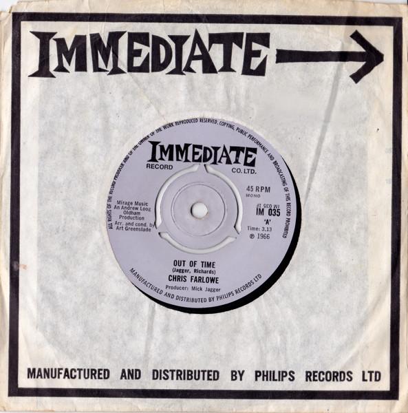 7inch Record CHRIS FARLOWE Out Of Time IM035 Immediate 1966 UK Rock Used
7inch Record CHRIS FARLOWE Out Of Time IM035 Immediate 1966 UK Rock Used