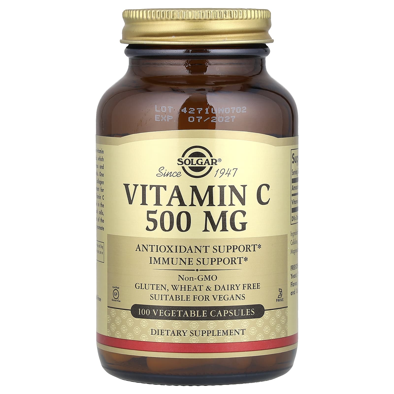 Vitamin C, 500Mg, 100 Veggie Capsules
Vitamin C, 500Mg, 100 Veggie Capsules