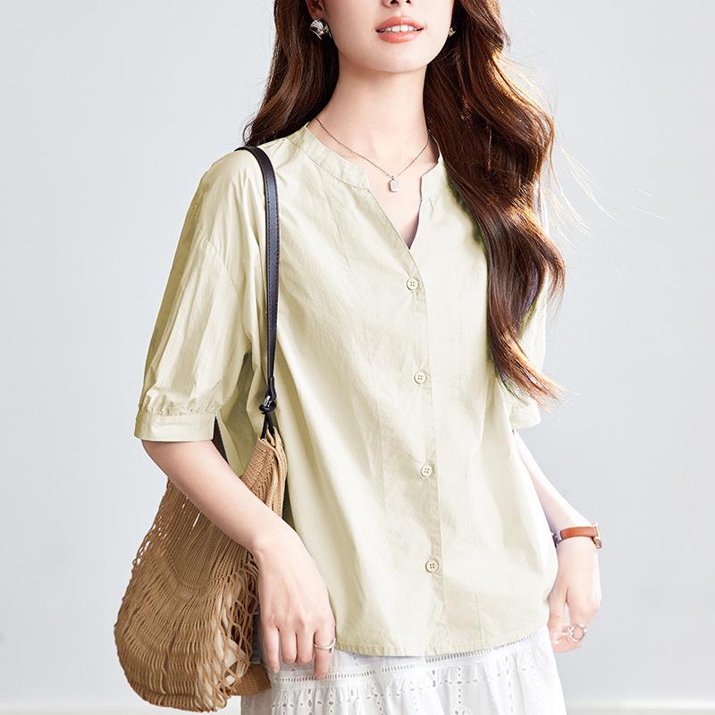 Pink V-neck Shirt for Women Short-sleeved Summer New Side Slit Design Top Pure Cotton Shirt M
Pink V-neck Shirt for Women Short-sleeved Summer New Side Slit Design Top Pure Cotton Shirt M