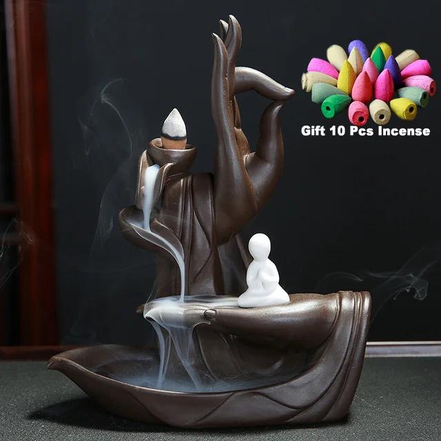 Gift 10Cones Ceramic Incense Censer Buddha Hand Backflow Incense Burner Lotus Incense Stick Holder
Gift 10Cones Ceramic Incense Censer Buddha Hand Backflow Incense Burner Lotus Incense Stick Holder