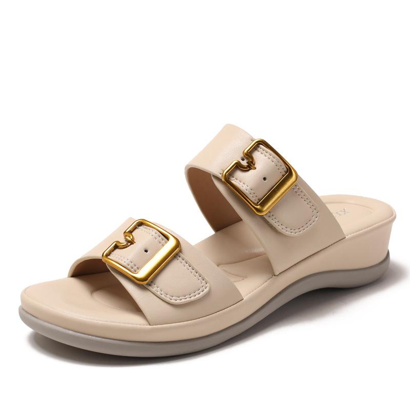 Slope heel cool slippers outdoor casual new fashion buckle decoration versatile non-slip open-toed thick-soled holiday slippers 36
Slope heel cool slippers outdoor casual new fashion buckle decoration versatile non-slip open-toed thick-soled holiday slippers 36