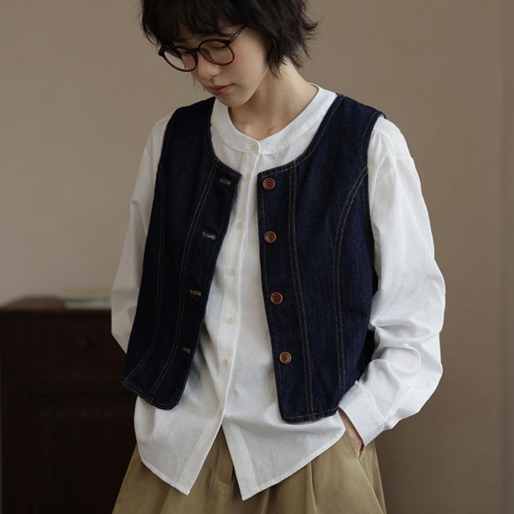 Blue Vintage Denim Vests Y2K Waistcoat Women Simple Button-up Short Coats Ladies XL синій
Blue Vintage Denim Vests Y2K Waistcoat Women Simple Button-up Short Coats Ladies XL синій