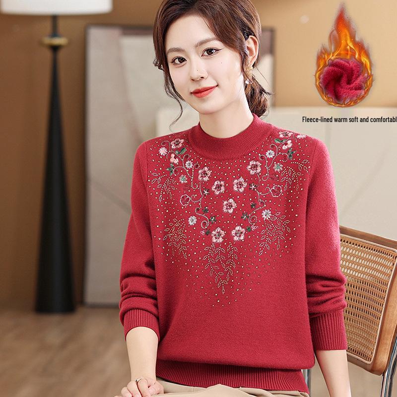 Middle-aged Women s Plus Velvet Knitted Sweater - Winter Base Shirt for Autumn & Winter 3XL (130-145 lbs) вина червоного кольору
Middle-aged Women s Plus Velvet Knitted Sweater - Winter Base Shirt for Autumn & Winter 3XL (130-145 lbs) вина червоного кольору