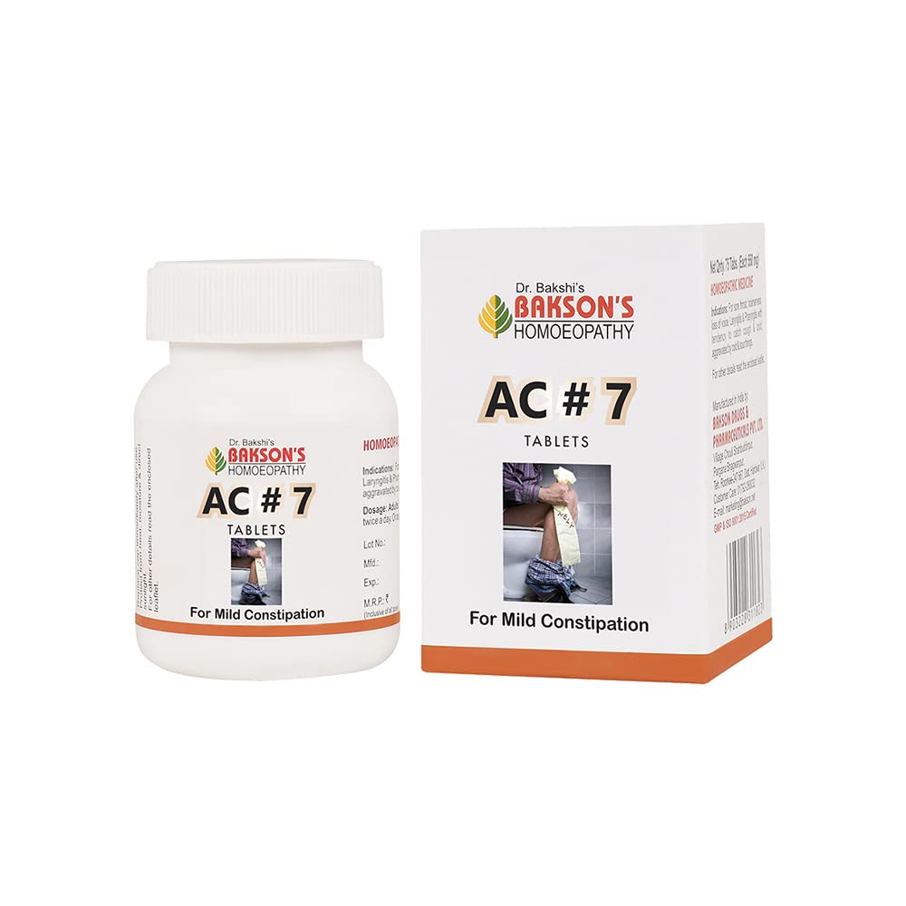 Dr. Bakshi s Bakson s AC#7 Homoeopathy Tablets 75 Tabs for Digestive Support and Daily Comfort
Dr. Bakshi s Bakson s AC#7 Homoeopathy Tablets 75 Tabs for Digestive Support and Daily Comfort