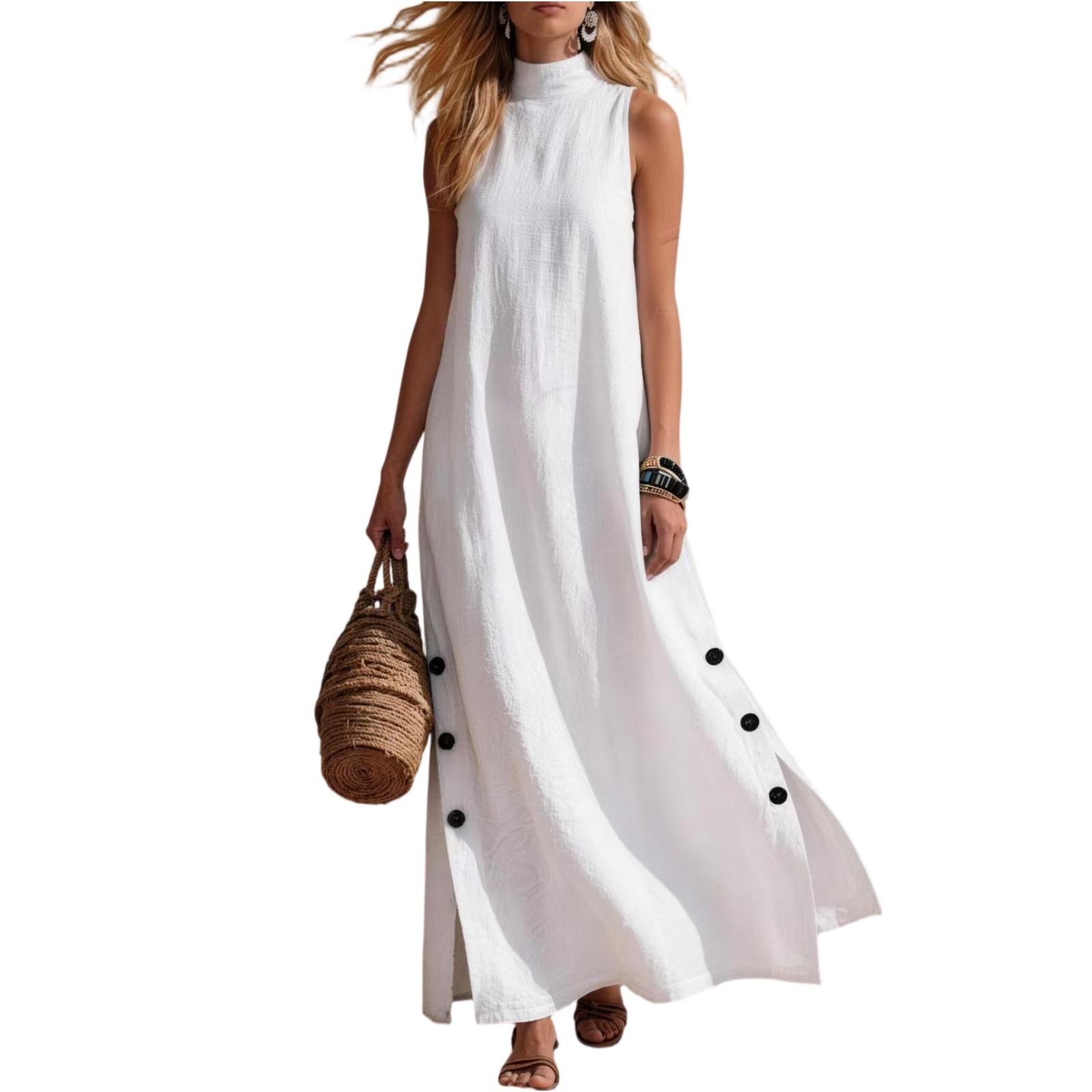 Fashionable Women s Seaside Vacation Casual Color Cotton And Linen Sleeveless Side Slit Medium Length Dress XXL білий
Fashionable Women s Seaside Vacation Casual Color Cotton And Linen Sleeveless Side Slit Medium Length Dress XXL білий