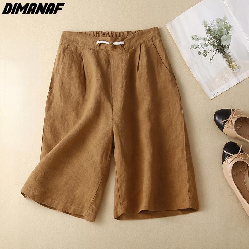 DIMANAF Плюс Размер 2022 Женщины Белье Короткие Прямые Брюки Гарем Летний Эластичный Винтаж Мода Свободные Зеленые Розовые Брюки