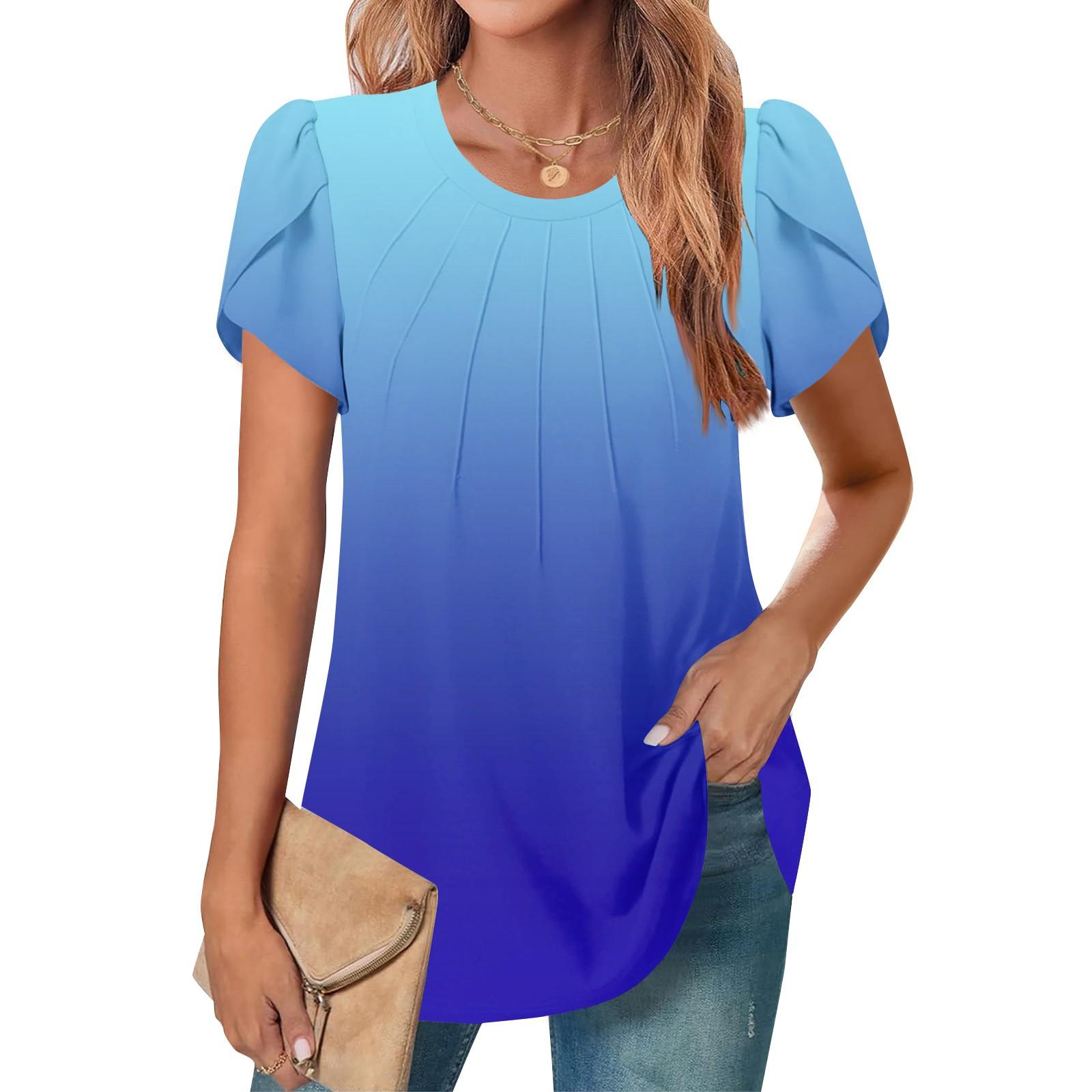 Женский повседневный топ с круглым вырезом, коротким рукавом, воротником на пуговицах, оборкой на груди, однотонный топ L циан
Женский повседневный топ с круглым вырезом, коротким рукавом, воротником на пуговицах, оборкой на груди, однотонный топ L циан