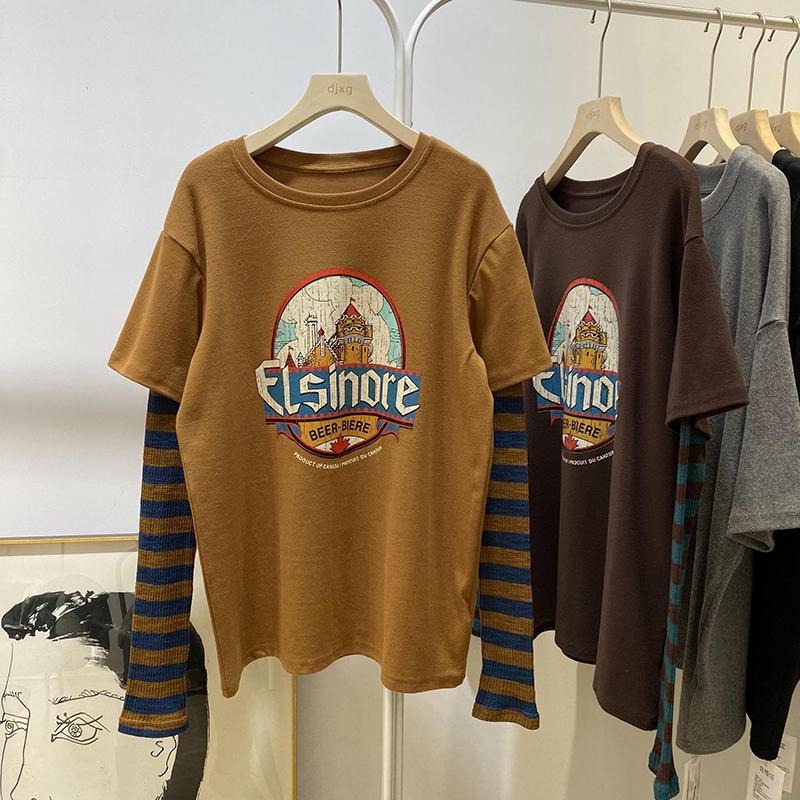 Women s Cartoon Print Color Block Striped Cotton Long Sleeve Fake Two-Piece Top One Size
Women s Cartoon Print Color Block Striped Cotton Long Sleeve Fake Two-Piece Top One Size