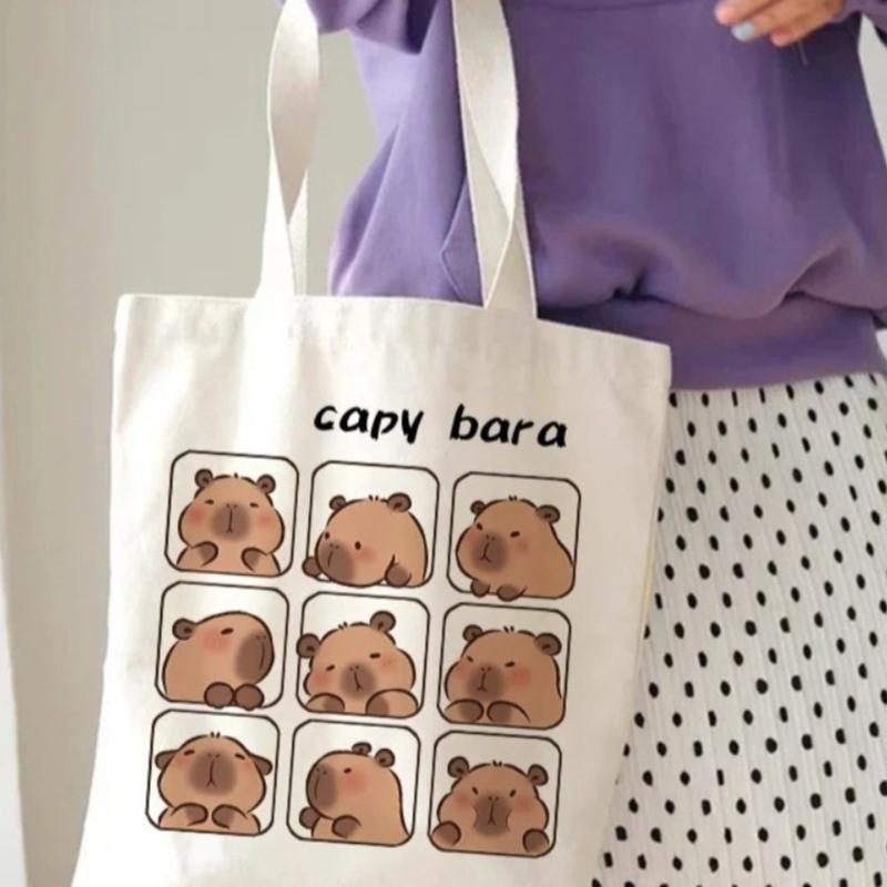 Capybara Tote Bag for Women Hip Hop Style Canvas Shopper Shoulder Bag Eco Harajuku Casual Female Bag
Capybara Tote Bag for Women Hip Hop Style Canvas Shopper Shoulder Bag Eco Harajuku Casual Female Bag
