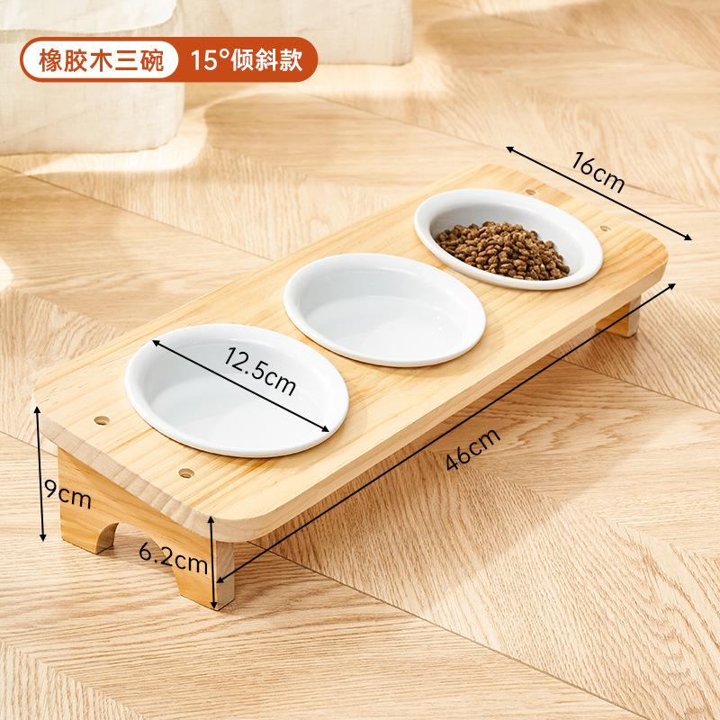 Ceramic Triple Pet Bowl Solid Wood Stand Multi Cat Anti Spill Neck Protection Food Water Dish Feeding Set for Dogs Cats Log cat bowl
Ceramic Triple Pet Bowl Solid Wood Stand Multi Cat Anti Spill Neck Protection Food Water Dish Feeding Set for Dogs Cats Log cat bowl