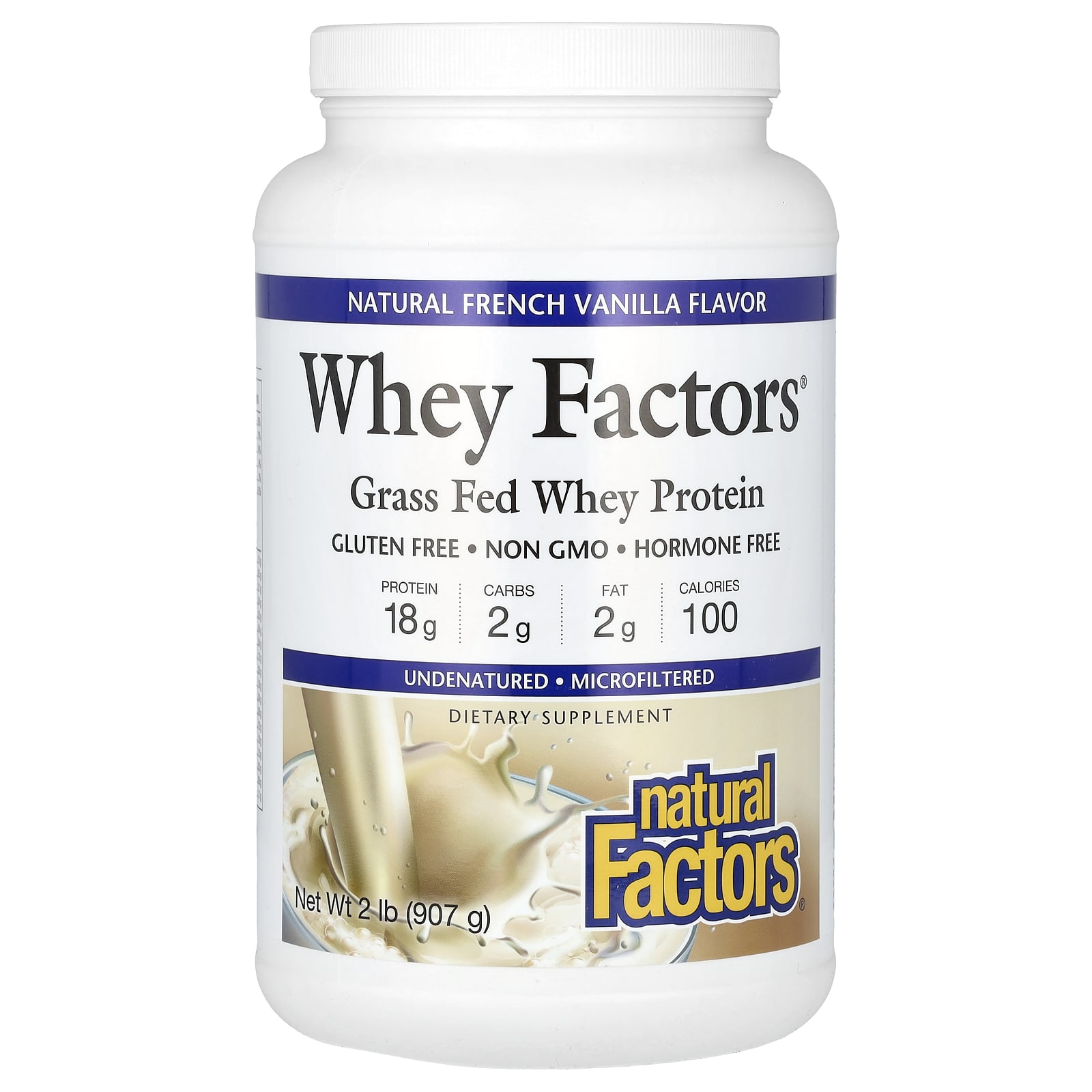 Natural Factors, Whey Factors, Grass-Fed Whey Protein, Natural French Vanilla Flavor, 2 lbs (907 g)
Natural Factors, Whey Factors, Grass-Fed Whey Protein, Natural French Vanilla Flavor, 2 lbs (907 g)