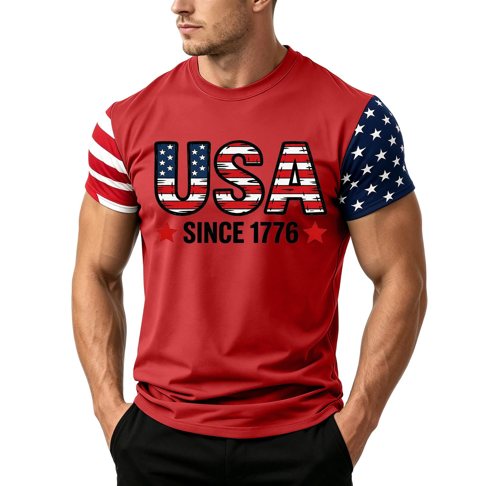 Men s Casual Loose Fit Short Sleeve T Shirt Summer Daily Wear Crew Neck Top with Flag Print Graphic Design for Outdoor Activities XXL червоний
Men s Casual Loose Fit Short Sleeve T Shirt Summer Daily Wear Crew Neck Top with Flag Print Graphic Design for Outdoor Activities XXL червоний