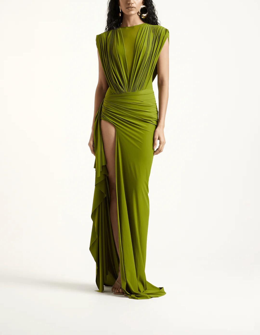 European & American High-Slit Pleated Fishtail Evening Gown for Women Small
European & American High-Slit Pleated Fishtail Evening Gown for Women Small
