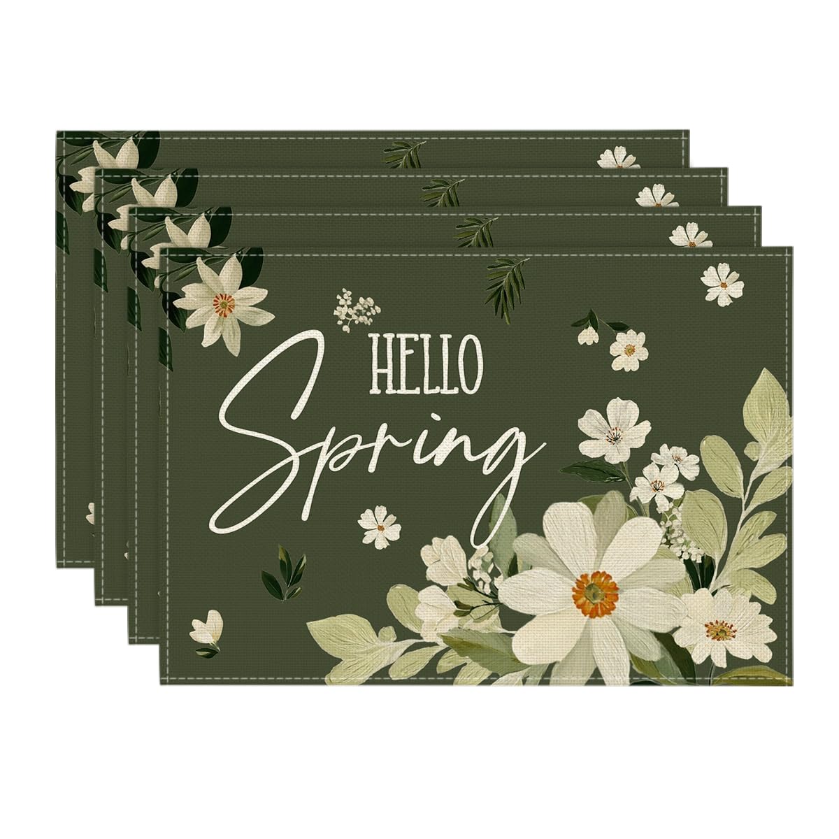 Olive Green Hello Spring Daisy Flowers Spring Placemats Set of 4, 12x18 Inch Seasonal Holiday Table Mats for Party Kitchen Dining Decoration 12 x 18 , Rectangular 4 Pcs
Olive Green Hello Spring Daisy Flowers Spring Placemats Set of 4, 12x18 Inch Seasonal Holiday Table Mats for Party Kitchen Dining Decoration 12 x 18 , Rectangular 4 Pcs