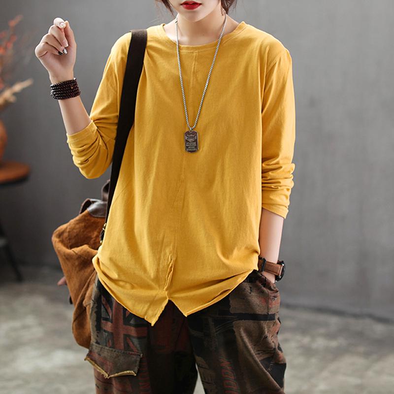 Женская хлопковая блузка, футболка, однотонная, с длинным рукавом, круглым вырезом, разрезом по низу, повседневная свободная футболка в стиле бохо XL жёлтый
Женская хлопковая блузка, футболка, однотонная, с длинным рукавом, круглым вырезом, разрезом по низу, повседневная свободная футболка в стиле бохо XL жёлтый