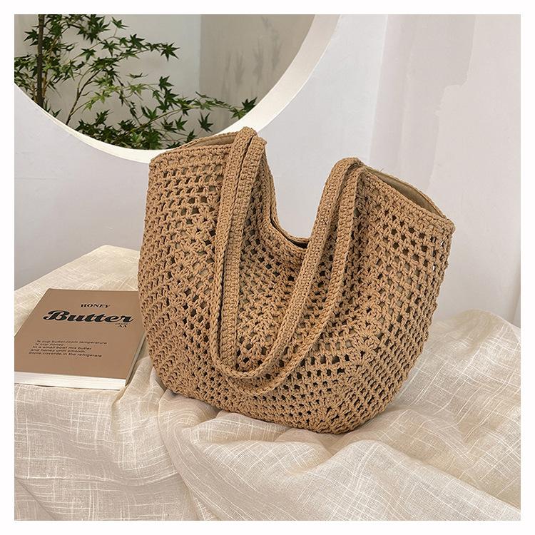 Женская сумка большой емкости с верхней ручкой, соломенная плетеная сумка-тоут 2025 года, весна-лето, пляжный отдых, универсальные сумки через плечо с ажурными вставками хаки
Женская сумка большой емкости с верхней ручкой, соломенная плетеная сумка-тоут 2025 года, весна-лето, пляжный отдых, универсальные сумки через плечо с ажурными вставками хаки