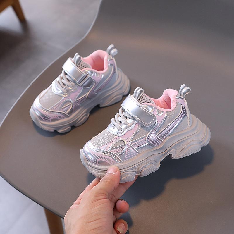 Модная детская обувь Весна Новая детская спортивная обувь Мягкая подошва Обувь для мальчиков Ретро Детская обувь Противоскользящая Повседневная обувь для девочек 22insole14cm розовый