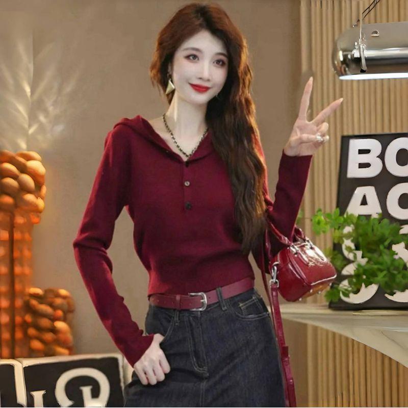 European Goods Stylish Minority Simple Hooded Sweater Female Fall 2025 New Versatile Fashion Western Style Knitted Tops Ankola Red S
European Goods Stylish Minority Simple Hooded Sweater Female Fall 2025 New Versatile Fashion Western Style Knitted Tops Ankola Red S
