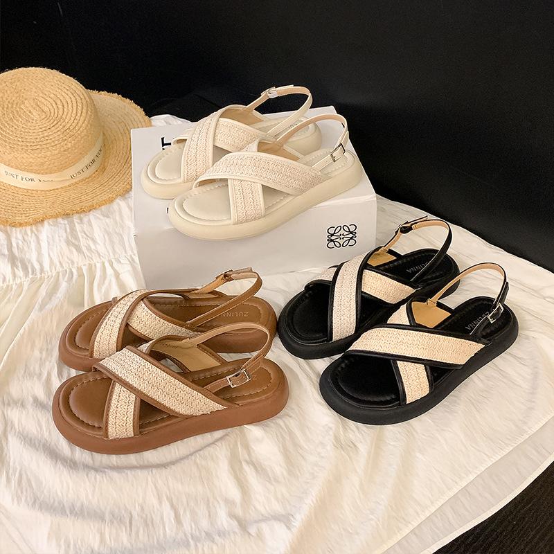 Flat-soled sandals women s summer wear with skirt woven color matching cross-strap sandals fashion beach sandals 35 коричневый
Flat-soled sandals women s summer wear with skirt woven color matching cross-strap sandals fashion beach sandals 35 коричневый