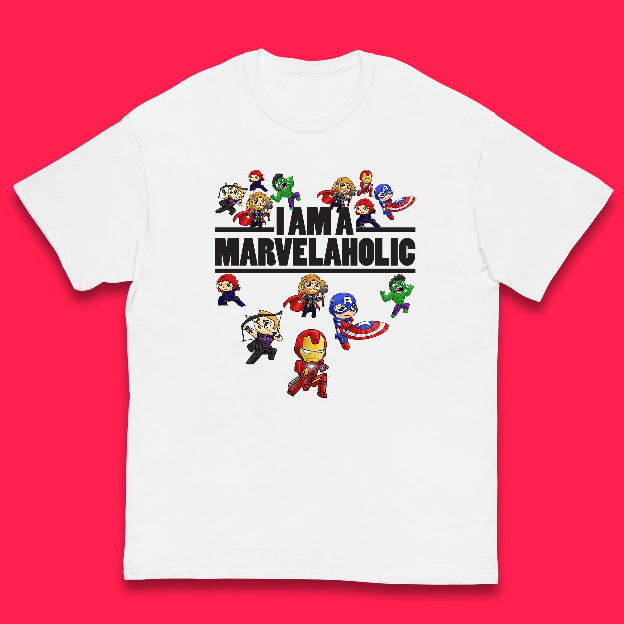I Am A Marvelaholic Marvel Avengers Super Heroes Movie Characters Black Widow, Hulk, Iron Man, Thor, Captain America Kids T Shirt 160
I Am A Marvelaholic Marvel Avengers Super Heroes Movie Characters Black Widow, Hulk, Iron Man, Thor, Captain America Kids T Shirt 160