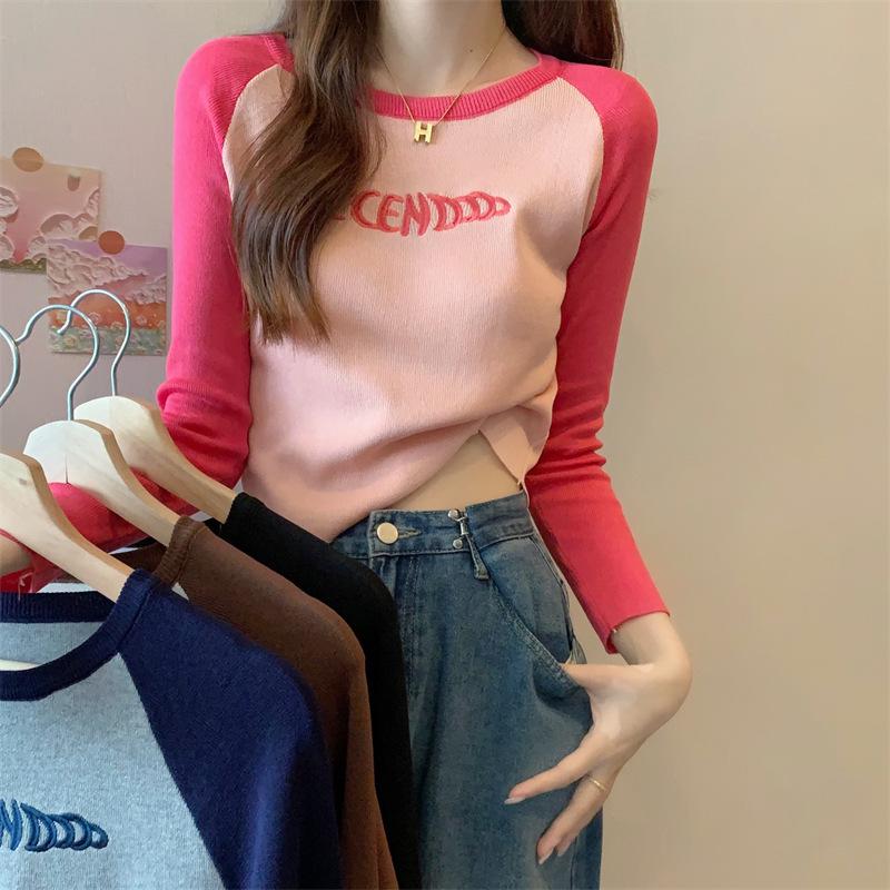 Women s Ribbed Color Block Long Sleeve Embroidered T-Shirt - Versatile Autumn/Spring Top M
Women s Ribbed Color Block Long Sleeve Embroidered T-Shirt - Versatile Autumn/Spring Top M