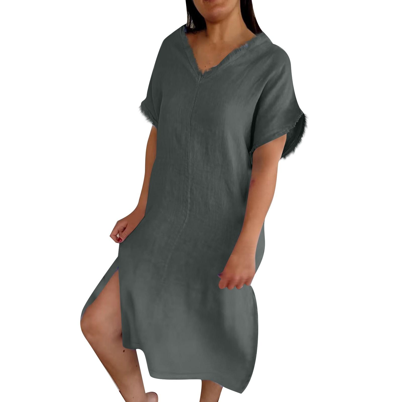 Женские платья с V-образным вырезом, коротким рукавом, свободные, повседневные, с кисточками, с разрезом S
Женские платья с V-образным вырезом, коротким рукавом, свободные, повседневные, с кисточками, с разрезом S