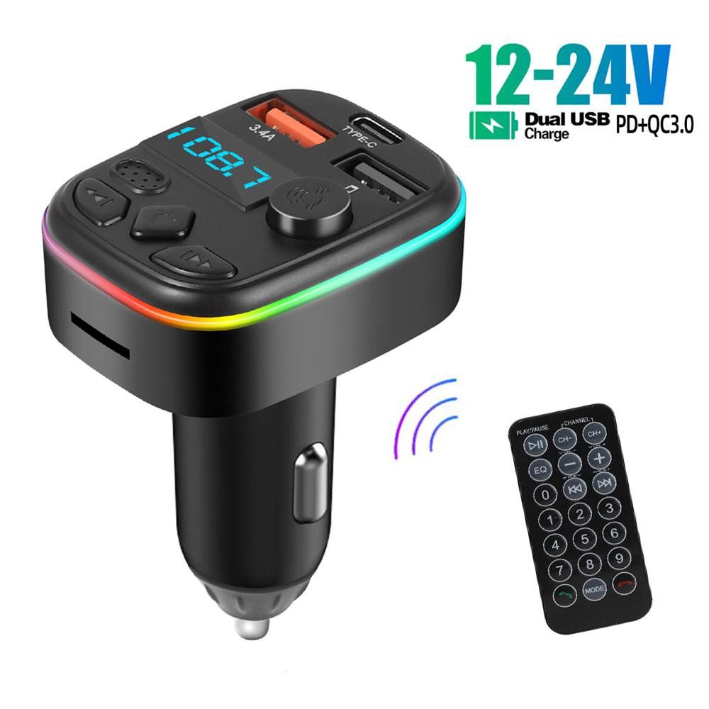 Bluetooth 5.0 FM Transmitter Handsfree Car Kit With PD 20W Type-C Dual USB 3.4A Fast Charger Ambient Light Cigarette lighter
Bluetooth 5.0 FM Transmitter Handsfree Car Kit With PD 20W Type-C Dual USB 3.4A Fast Charger Ambient Light Cigarette lighter