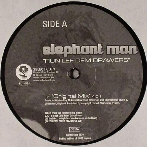 12inch Record ELEPHANT MAN - Run Lef Dem Drawers SelectCuts6070 Select Cuts 2003 Europe Reggae, Ska & Dub Used
12inch Record ELEPHANT MAN - Run Lef Dem Drawers SelectCuts6070 Select Cuts 2003 Europe Reggae, Ska & Dub Used