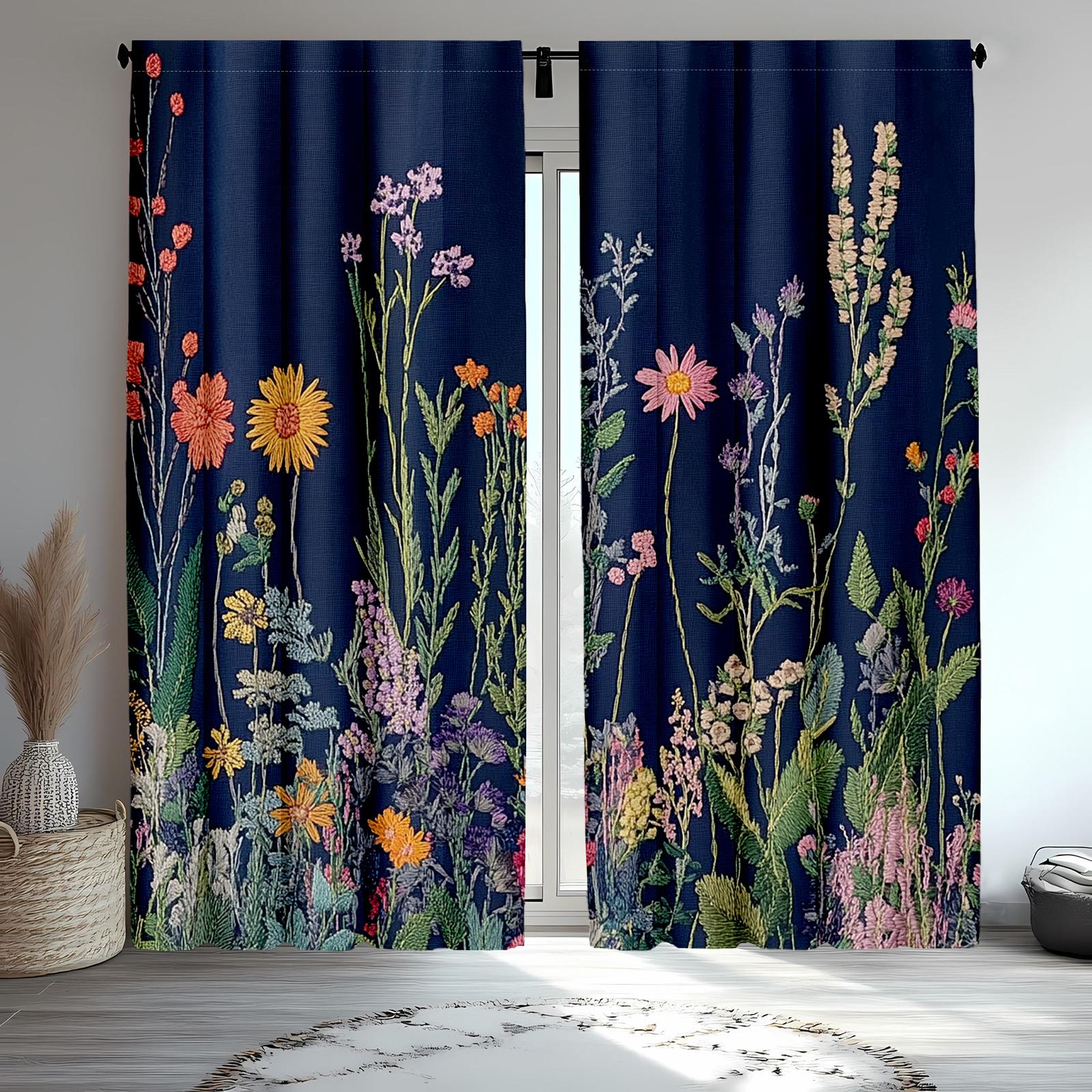 Set Of 2 Vintage Floral Wildflower Drapes Botanical Herb Design Curtains Bedroom Decoration Curtain Polyester Perfect For Sleeping Area W100*H70(CM)-Hooks&1PCS
Set Of 2 Vintage Floral Wildflower Drapes Botanical Herb Design Curtains Bedroom Decoration Curtain Polyester Perfect For Sleeping Area W100*H70(CM)-Hooks&1PCS