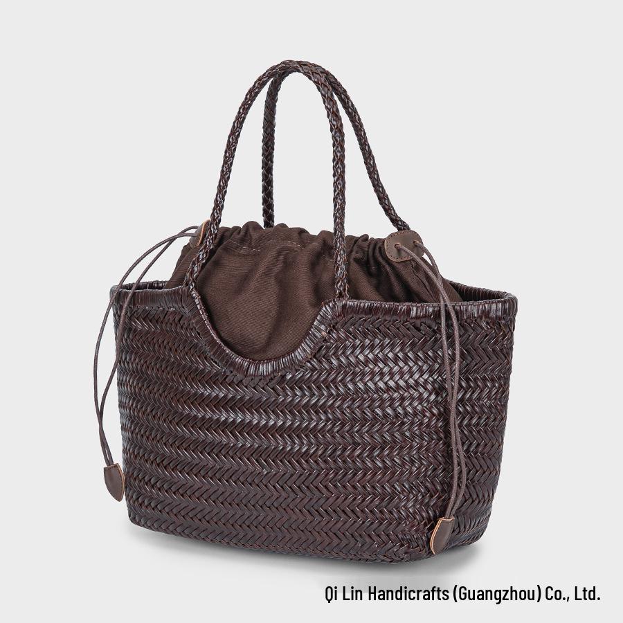 French Style Women s Genuine Leather Woven Market Basket Bag - Vintage Handmade Shoulder Bag
French Style Women s Genuine Leather Woven Market Basket Bag - Vintage Handmade Shoulder Bag