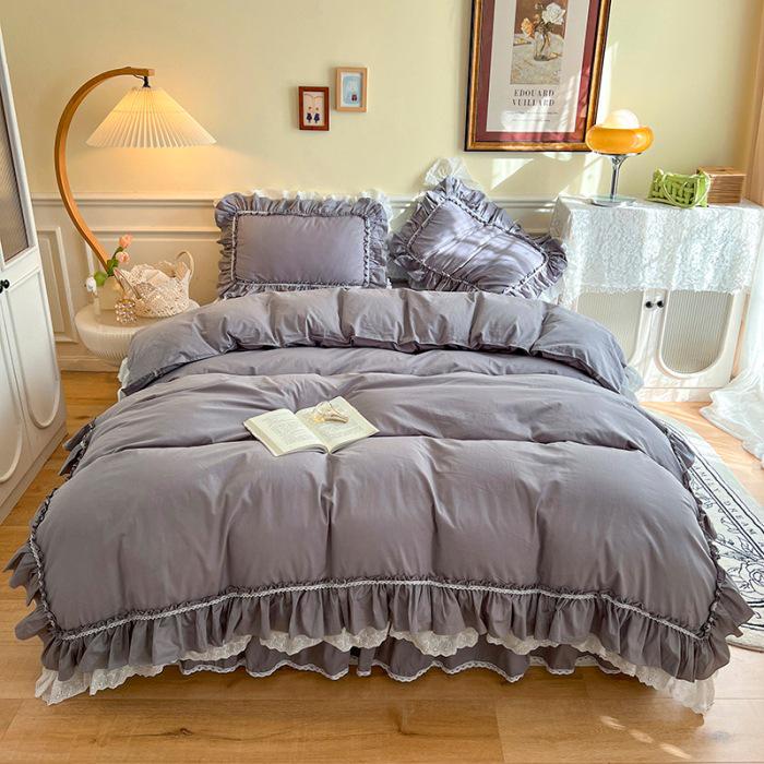 Nordic 100% Pure Cotton White Princess Ruffle Duvet Cover Set with Lace Bed Skirt Bed skirt 1.5x2m, Duvet cover 2x2.3m, 4-piece
Nordic 100% Pure Cotton White Princess Ruffle Duvet Cover Set with Lace Bed Skirt Bed skirt 1.5x2m, Duvet cover 2x2.3m, 4-piece
