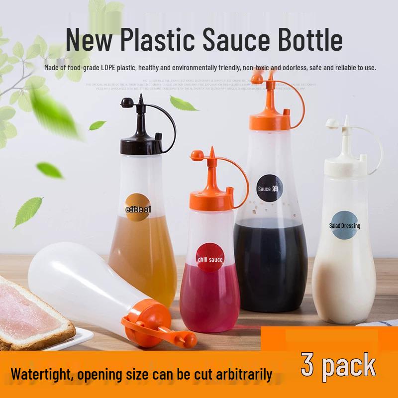 Food-Grade Plastic Squeeze Sauce Bottle 3-Pack
Food-Grade Plastic Squeeze Sauce Bottle 3-Pack