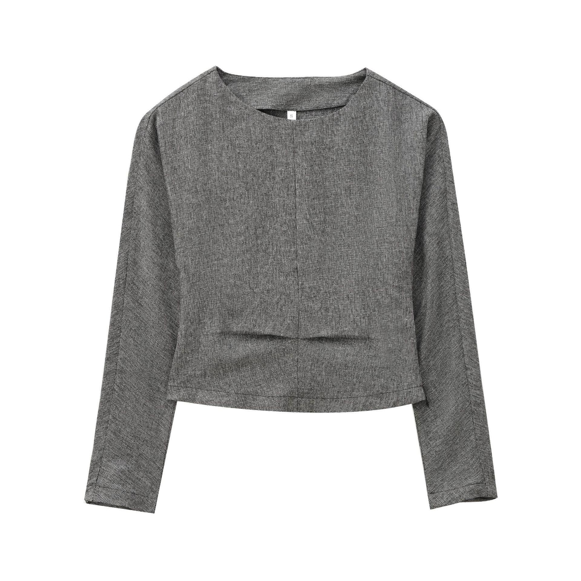 2025 Women s Vintage Gray Slimming Ruched Short Blouse - European/American Autumn/Winter Collection Medium
2025 Women s Vintage Gray Slimming Ruched Short Blouse - European/American Autumn/Winter Collection Medium