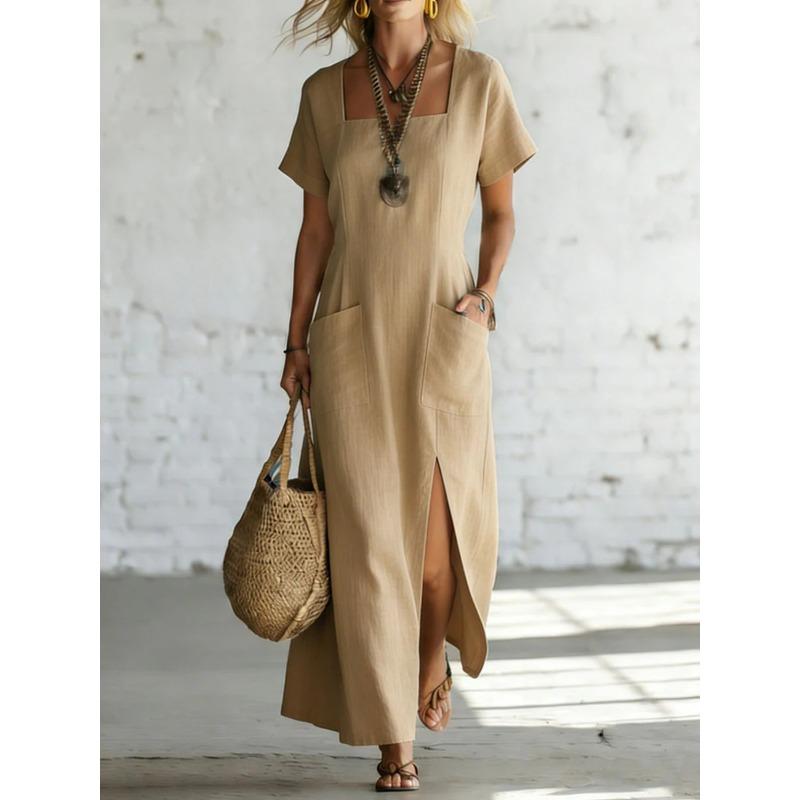 Summer New Style Solid-color Loose V-neck Short-sleeved Dress for Women, Irregular-length Dress 3XL земля жовтий колір
Summer New Style Solid-color Loose V-neck Short-sleeved Dress for Women, Irregular-length Dress 3XL земля жовтий колір
