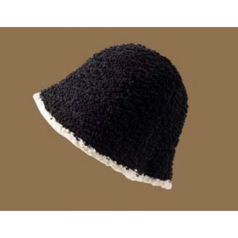 Осень и зима большой обхват головы панама теплая вязаная панама закрывающая лицо плюшевая шляпа-ведро показывает маленькое лицо