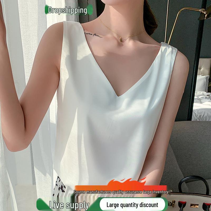 Women s Silk Satin V-neck Acetate Camisole: Ideal Inner Base Layer for Suits, Spring/Summer, Black & White L
Women s Silk Satin V-neck Acetate Camisole: Ideal Inner Base Layer for Suits, Spring/Summer, Black & White L