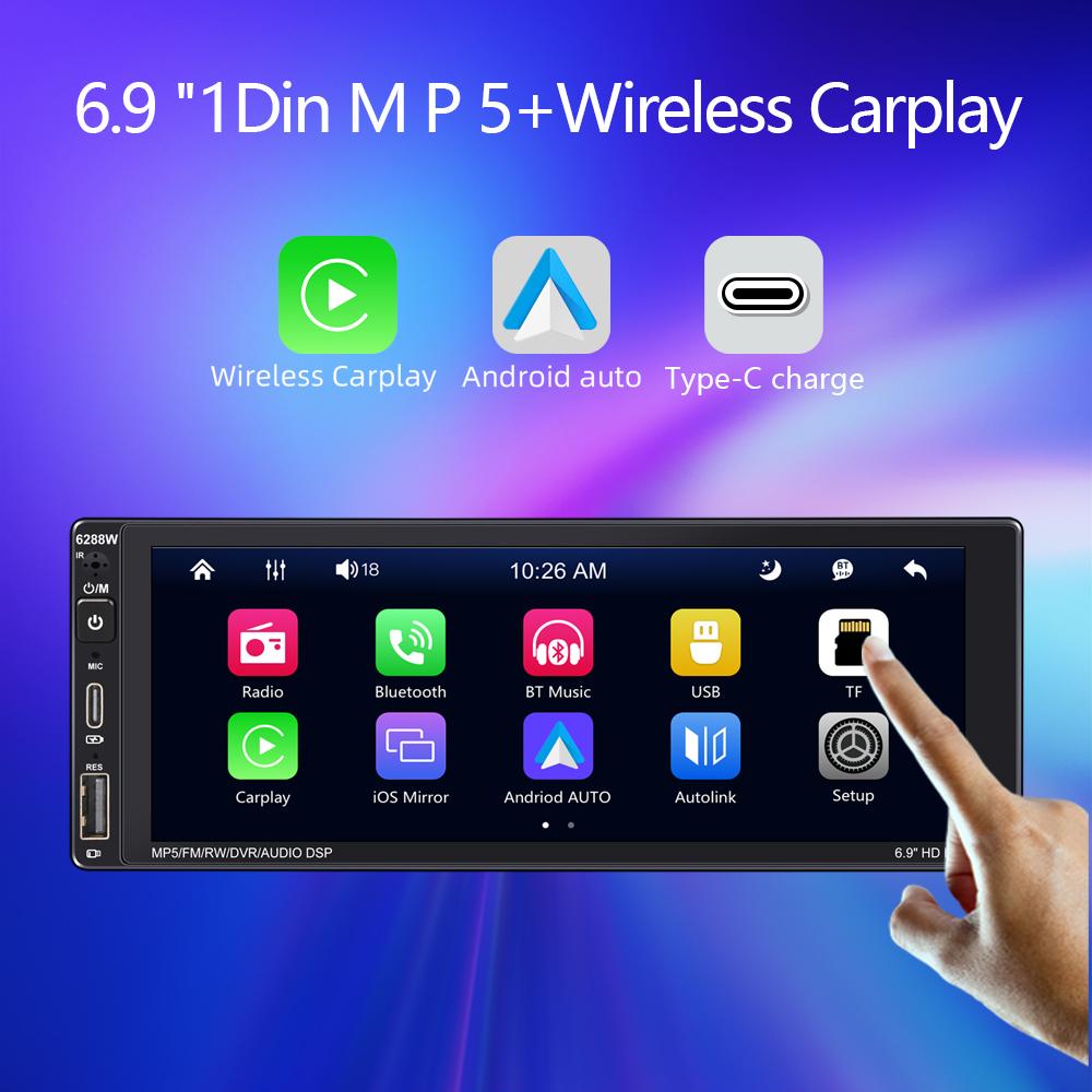 6288W 6.9-Inch IPS Screen Wireless Car Play Single DIN Capacitive Bluetooth-compatible MP5 Player Type A
6288W 6.9-Inch IPS Screen Wireless Car Play Single DIN Capacitive Bluetooth-compatible MP5 Player Type A