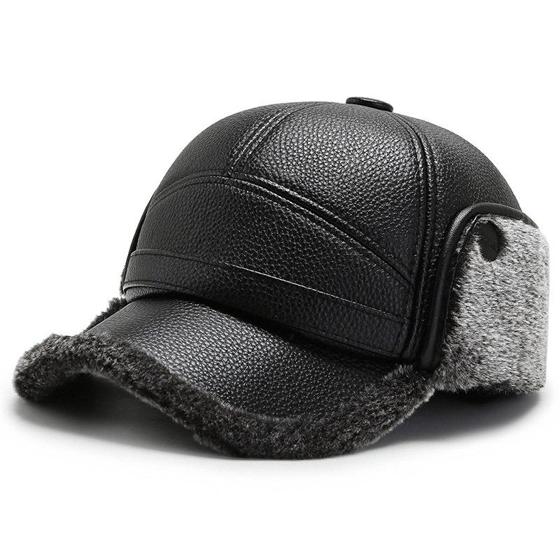 Men s Faux Leather Winter Lei Feng Hat - Thick Warm Velvet Lined Baseball Cap with Ear Protection One Size
Men s Faux Leather Winter Lei Feng Hat - Thick Warm Velvet Lined Baseball Cap with Ear Protection One Size